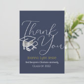 Elegant Afstuderen white Pet Bedankt Script Foto (Staand voorkant)