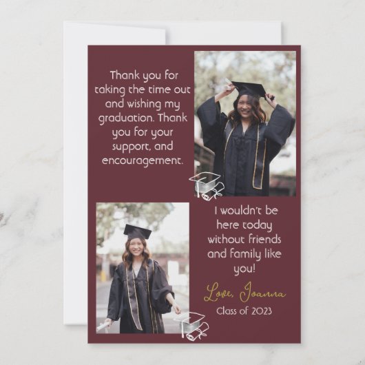 Elegant Afstuderen white Pet Bedankt Script Foto (Achterkant)