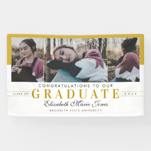 Elegant Afstuderen Wit Goud Afstuderen 3 Foto Spandoek
