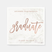 Elegant Afstuderen | Wit marmer en faux Roos goud Servet (Voorkant)