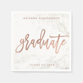 Elegant Afstuderen | Wit marmer en faux Roos goud Servet