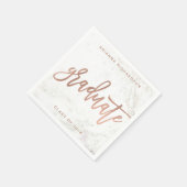 Elegant Afstuderen | Wit marmer en faux Roos goud Servet (Hoek)