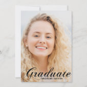 Elegant Afstuderen zwart bloeiend script Afstudere Aankondiging (Voorkant)