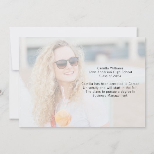 Elegant Afstuderen zwart bloeiend script Afstudere Aankondiging (Achterkant)