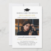 Elegant Afstuderen zwart en Gold Photo Afstuderen Kaart (Voorkant)