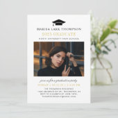 Elegant Afstuderen zwart en Gold Photo Afstuderen Kaart (Staand voorkant)