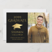 Elegant Afstuderen Zwart Faux Gold Pet 2 foto's Aankondiging (Voorkant)