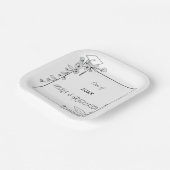 Elegant Afstuderen Zwart-wit Bloemenrand Papieren Bordje (Gebogen)