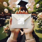 Elegant Afstuderen Zwart-wit Bloemenrand Vierkante Sticker