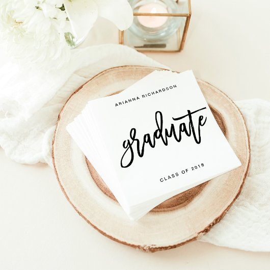 Elegant Afstuderen | Zwart-wit script Servet