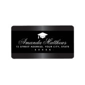 Elegant afstuderen zwarte en satin grijze grens etiket (Voorkant)