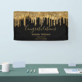 elegant afstuderen zwarte gouddruppelaar spandoek (Beurs)