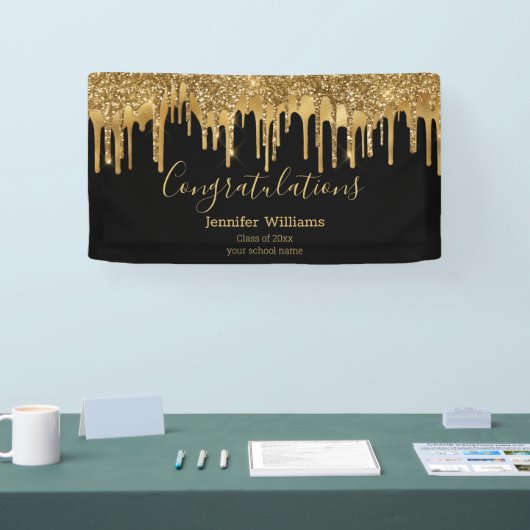 elegant afstuderen zwarte gouddruppelaar spandoek (Beurs)