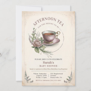 Elegant Afternoon Tea Baby shower Uitnodiging Meis