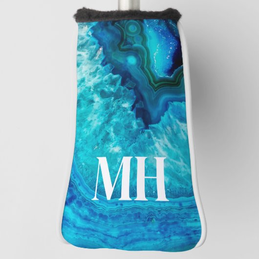 Elegant Agaat Golfer Initiaal Monogram Golfheadcover (Draai 90)