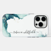 Elegant agaat marmeren patroon monogram script Case-Mate iPhone case (Achterkant (horizontaal))