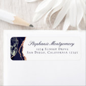 Elegant Agaat Navy Blauw Roos Goud Folie Adres Etiket (Insitu)