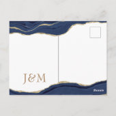 Elegant Agaat Save the Date Navy Blue Gold Glitter Briefkaart (Achterkant)