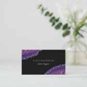 Elegant Agaat Zwart Paarse Designer Visitekaartje (Staand voorkant)
