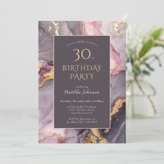 Elegant Agate 30ste verjaardagsfeestje Kaart (Staand voorkant)