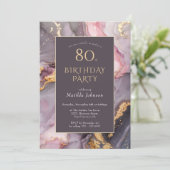 Elegant Agate 80ste verjaardagsfeestje Kaart (Staand voorkant)