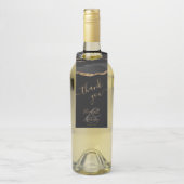 Elegant Agate Black Gold Donkere bruiloft Hartelij Flessenhanger (Op fles)