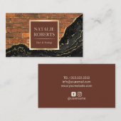 Elegant Agate Black Gold Marble Brick Beauty Salon Visitekaartje (Voorkant / Achterkant)