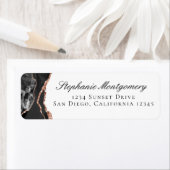 Elegant Agate Black White Roos Gold Foil Adres: Etiket (Insitu)