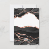 Elegant Agate Black White Roos Gold Wedding RSVP Kaartje (Achterkant)