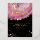 Elegant Agate Blush Pink & Gold Wedding Folie Uitnodiging (Voorkant)