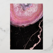 Elegant Agate Blush Pink & Gold Wedding Folie Uitnodiging (Achterkant)