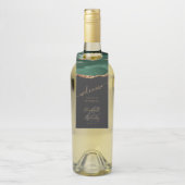 Elegant Agate Emerald Green Gold Wedding Welkom Flessenhanger (Op fles)