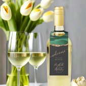 Elegant Agate Emerald Green Gold Wedding Welkom Flessenhanger