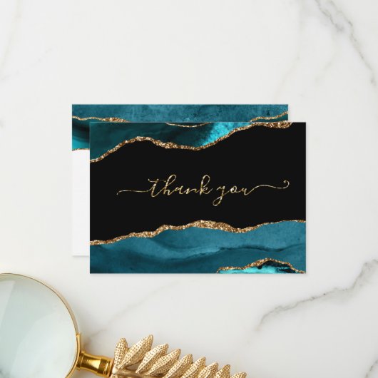 Elegant Agate Glitter Hartelijk dank Bedankkaart (Voorkant / Achterkant in situ)