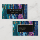 Elegant Agate Gold blauw groene zwarte ontwerper B Visitekaartje (Voorkant / Achterkant)
