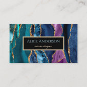 Elegant Agate Gold blauw groene zwarte ontwerper B Visitekaartje (Voorkant)
