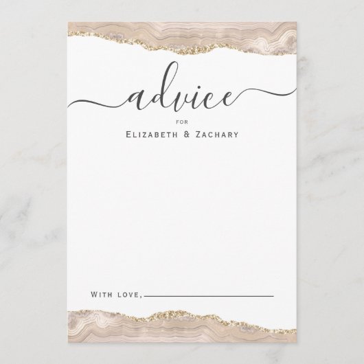 Elegant Agate Ivory Gold Wedding Advieskaart (Voorkant)