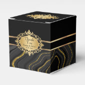 Elegant Agate Marble met Black en Gold Bedankdoosjes (Voorkant Zijde)