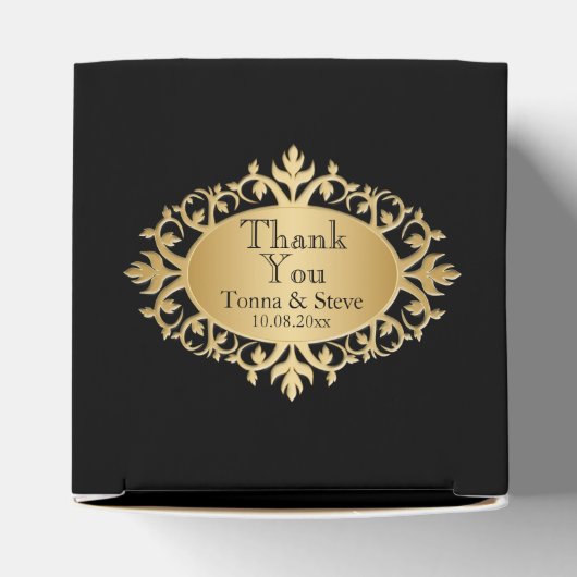 Elegant Agate Marble met Black en Gold Bedankdoosjes (Bovenkant)