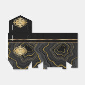 Elegant Agate Marble met Black en Gold Bedankdoosjes (Uitgevouwen)