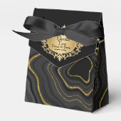 Elegant Agate Marble met Black en Gold Bedankdoosjes (Voorkant Zijde)