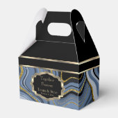Elegant Agate Marble met zwart, goud en blauw Bedankdoosjes (Achterkant)
