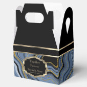 Elegant Agate Marble met zwart, goud en blauw Bedankdoosjes (Geopend)