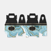 Elegant Agate Marble met zwart, goud en Blauwgroen Bedankdoosjes (Uitgevouwen)