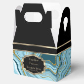 Elegant Agate Marble met zwart, goud en Blauwgroen Bedankdoosjes (Geopend)