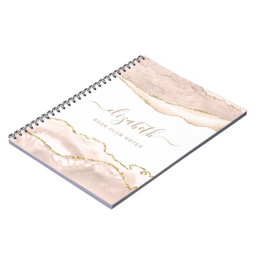 Elegant Agate Marble Specialized Coral Gold Notitieboek (Linkerzijde)