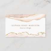 Elegant Agate Marble Waterverf Coral Gold Visitekaartje (Voorkant)