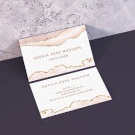 Elegant Agate Marble Waterverf Coral Gold Visitekaartje