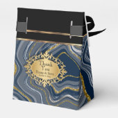 Elegant Agate Marmer met grijs blauw en goud Bedankdoosjes (Achterkant)