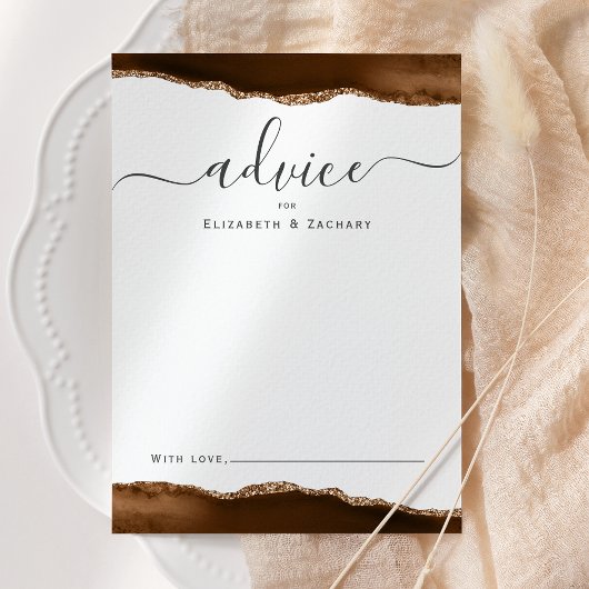 Elegant Agate Mocha Brown Gold Wedding Advieskaart